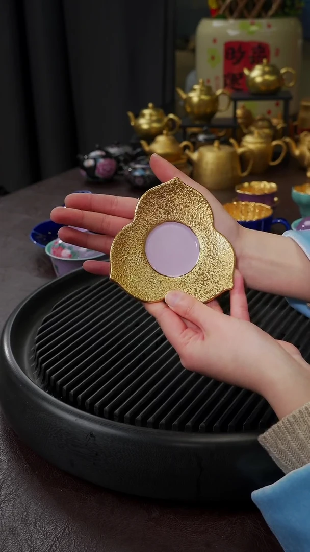 【闪购商品】杯【宜景窑烟幕紫】鎏金杯碟