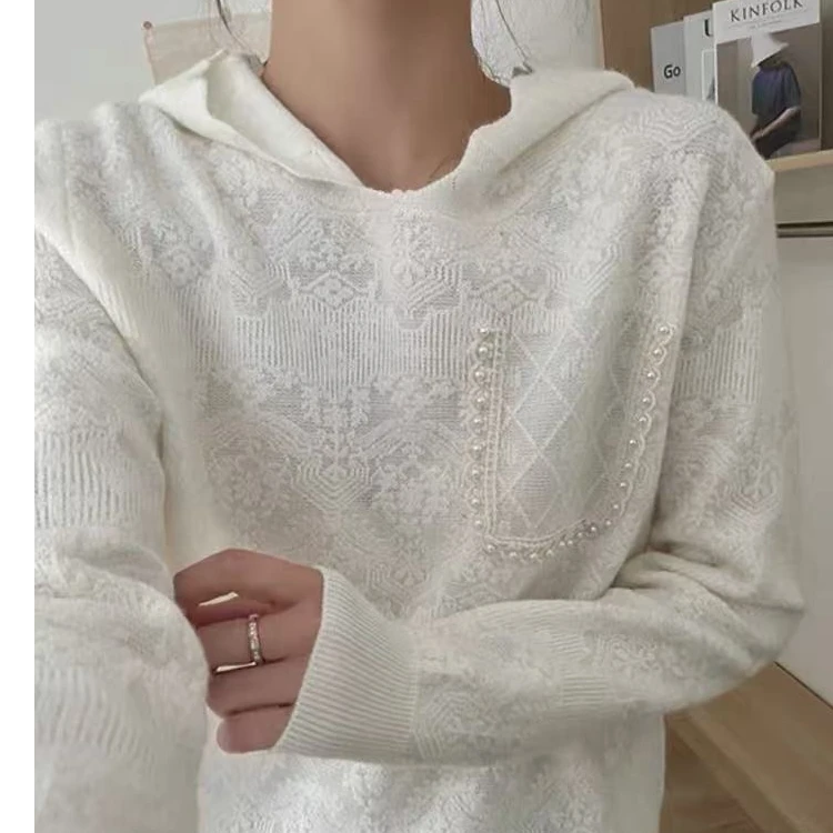 1622白色新款设计感薄款连帽针织衫外套女高级感短款上衣3031