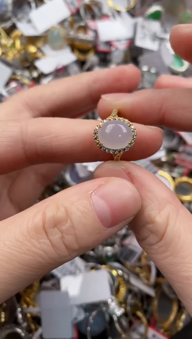 银S925镶嵌戒指翡翠666       7