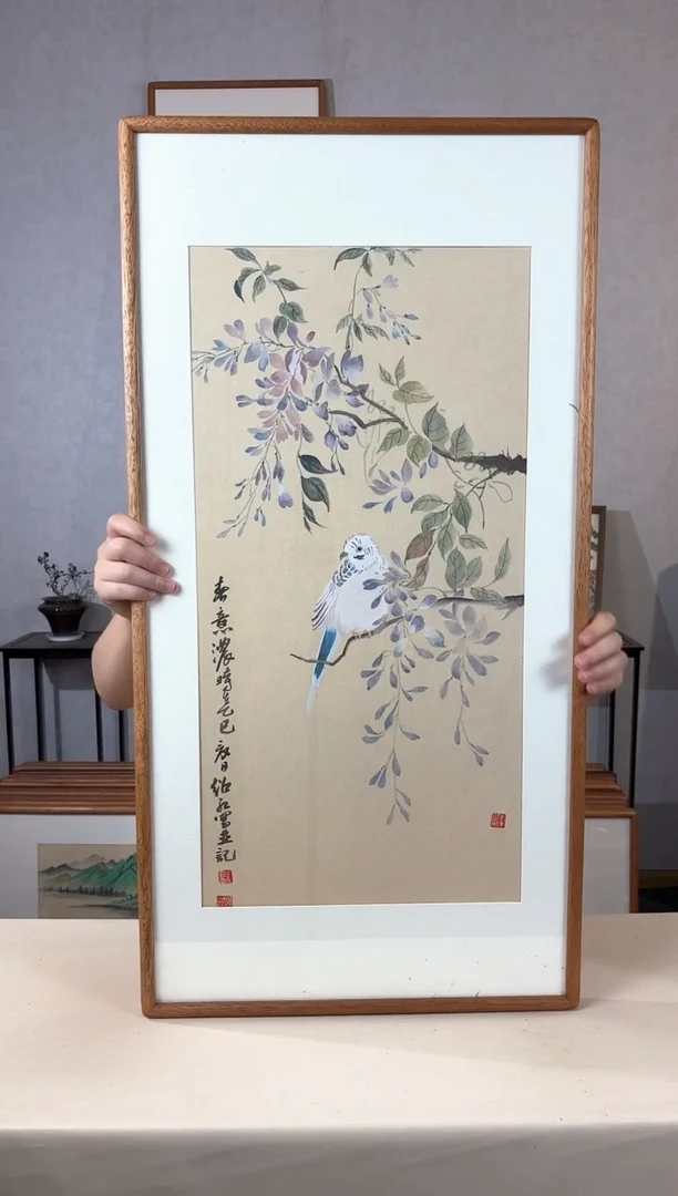 国画手绘*春意浓*47*92cm带框发货