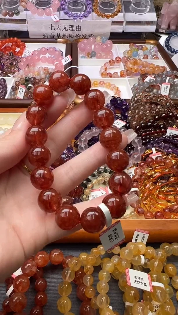 未镶嵌手链水晶红胶花13m+