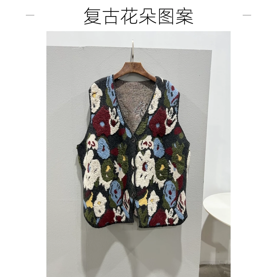 【杨英家】文艺复古 向阳而生蜜熊毛绒花朵高质感针织衫 3366