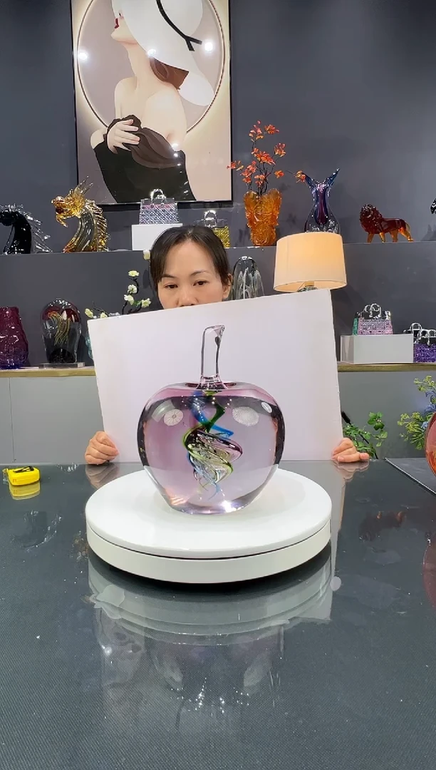 琉璃水晶琉璃苹果摆件1个