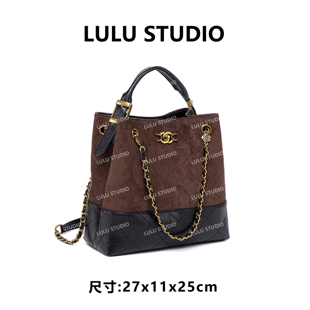 【LULU】QYX-9998-可可棕RAIN.CUN气质时尚百搭简约斜跨轻奢女包