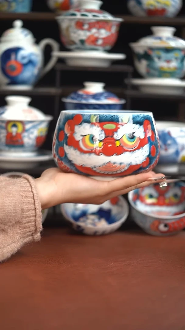老师作品醒狮茶渣缸（微瑕福利）
