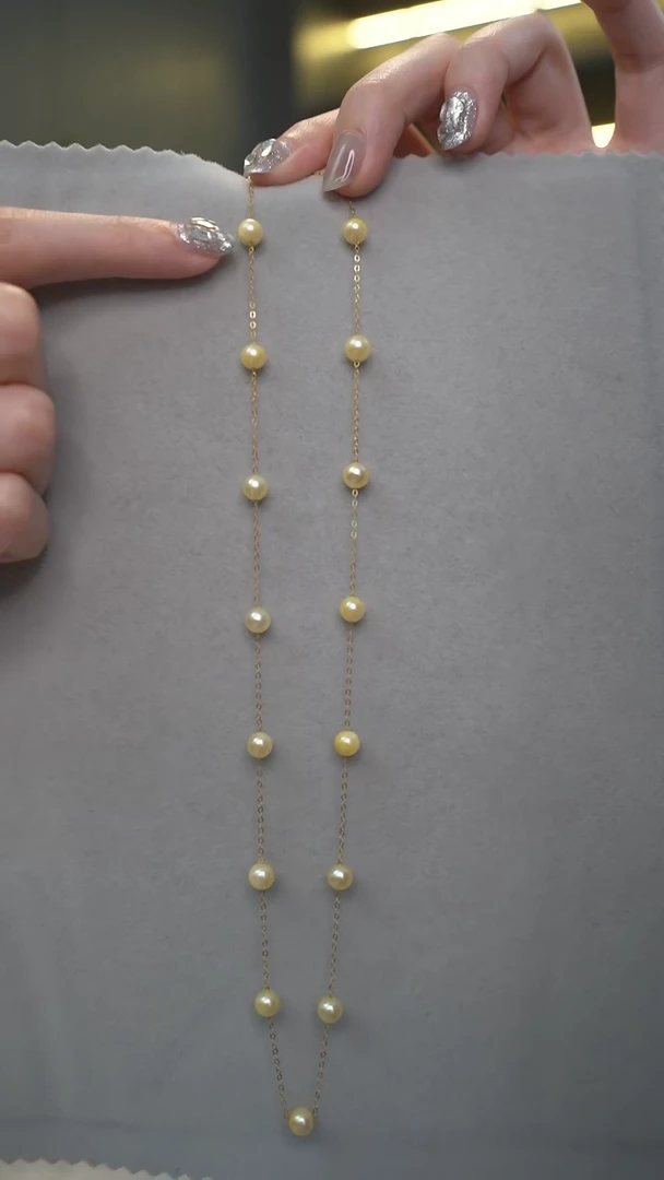 【闪购商品】海水珍珠颈饰18K金镶嵌通体18K金    海水满天星项链