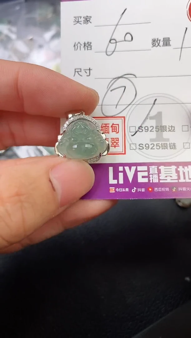 翡翠银S925镶嵌颈饰子*挂件