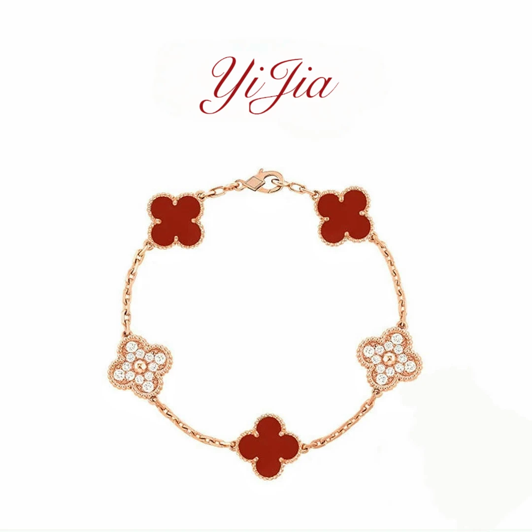 语花印 铜合金合成锆石手链 时尚五花（红）手链FS1162轻奢百搭
