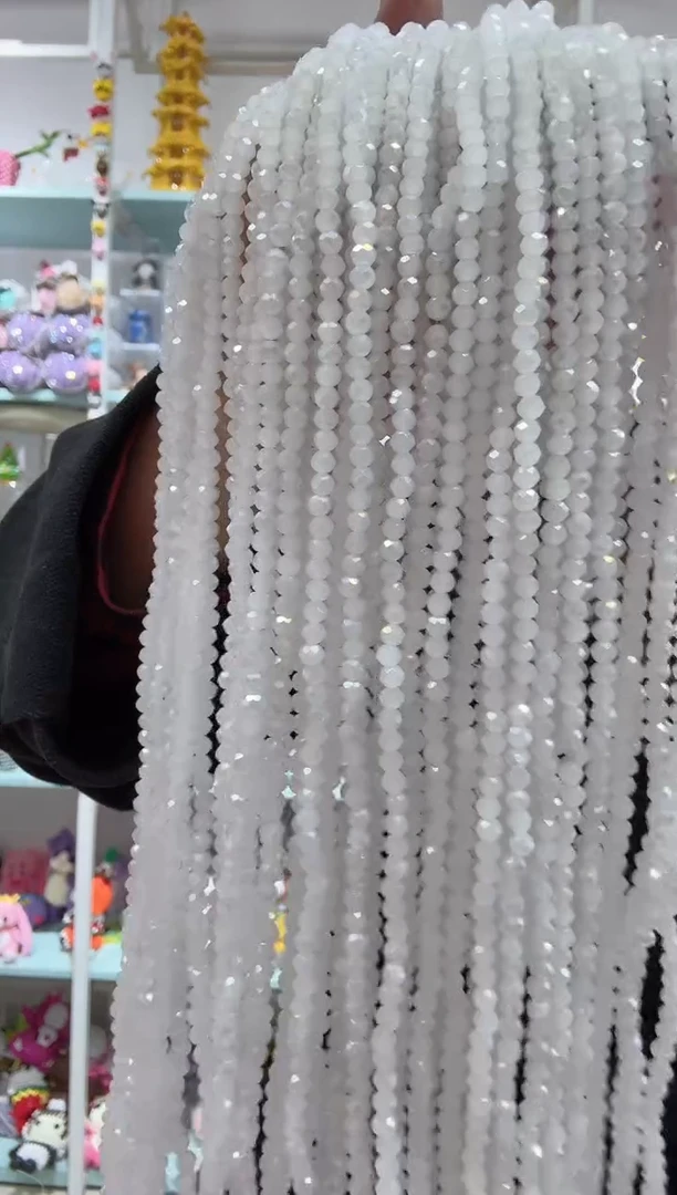 玻璃02117卡4水晶扁20条AB彩白玉