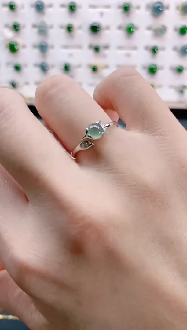 【闪购商品】翡翠戒指银S925镶嵌天然翡翠