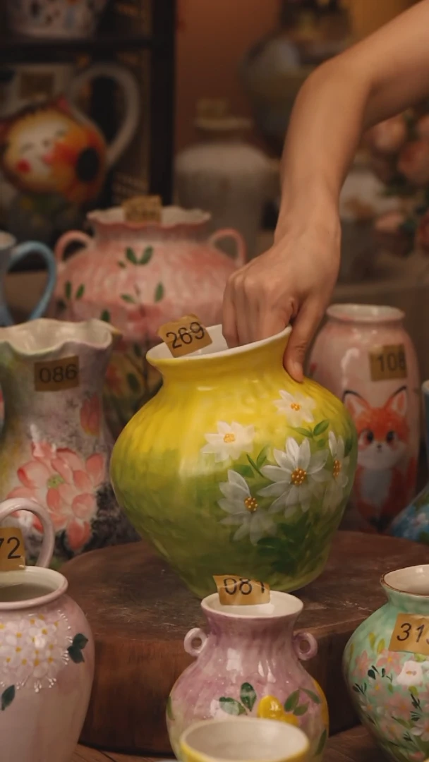 陶瓷269景德镇设计师手作花器摆件侘寂风