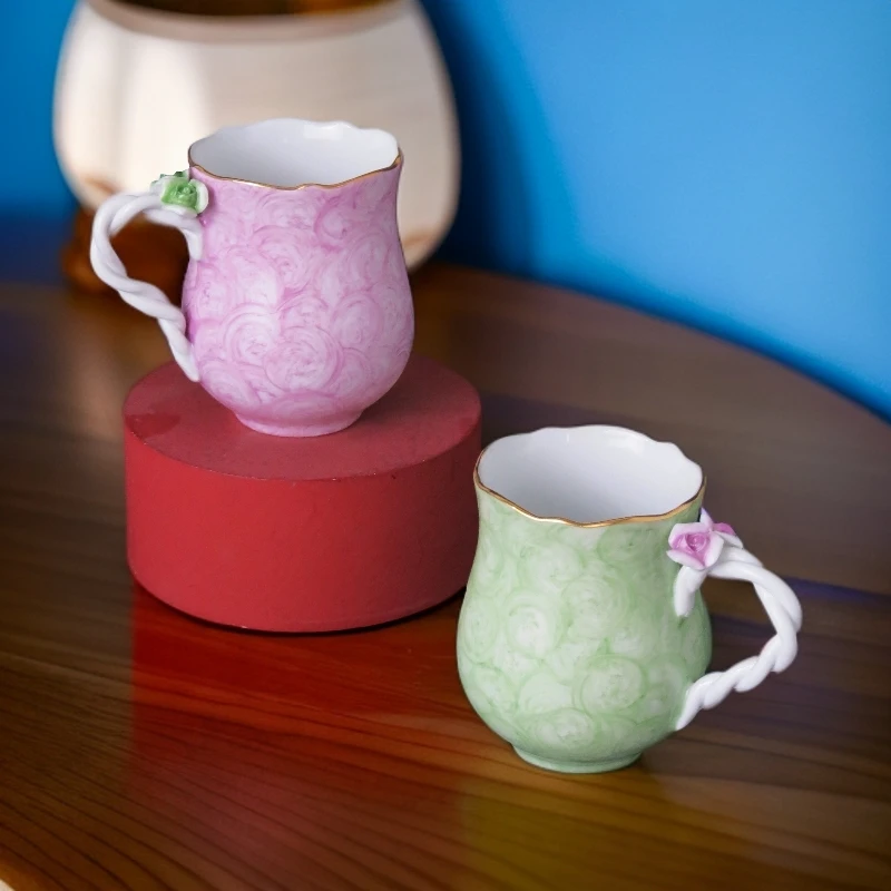 【老货】B16 如双杯 220ml 青紫色 手绘描金马克杯 礼盒装 高温瓷