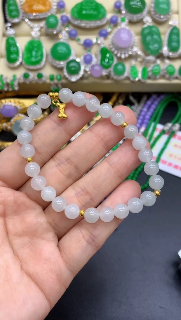 足金镶嵌手链翡翠60-中国好珍宝
