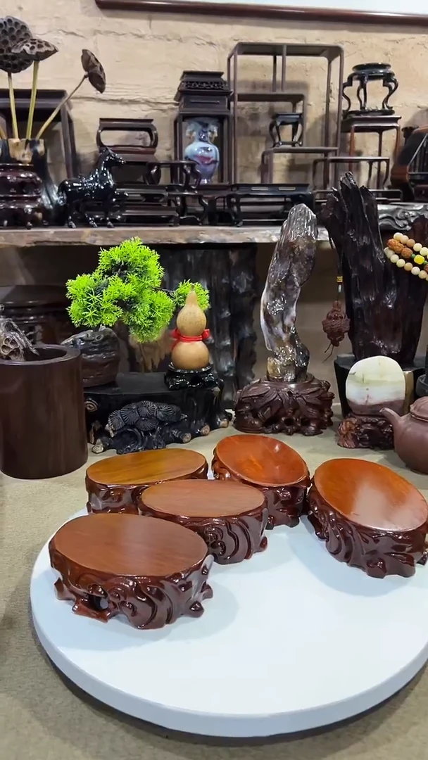 木小套五石头底座五个尺寸不一