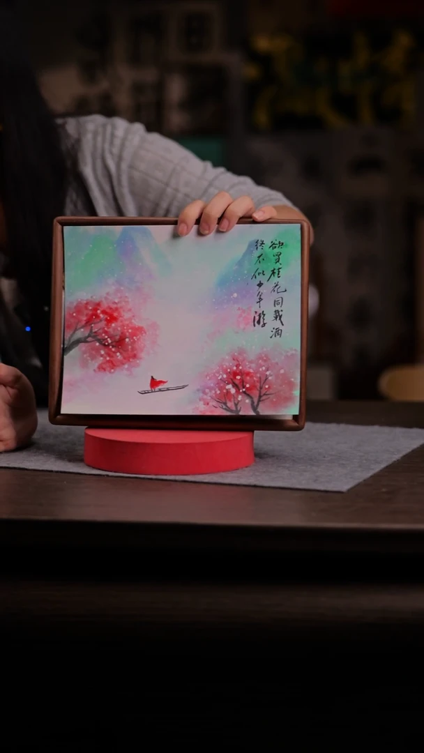 国画少*游757-10寸 实木-ss框 欲买桂花同载酒-黄