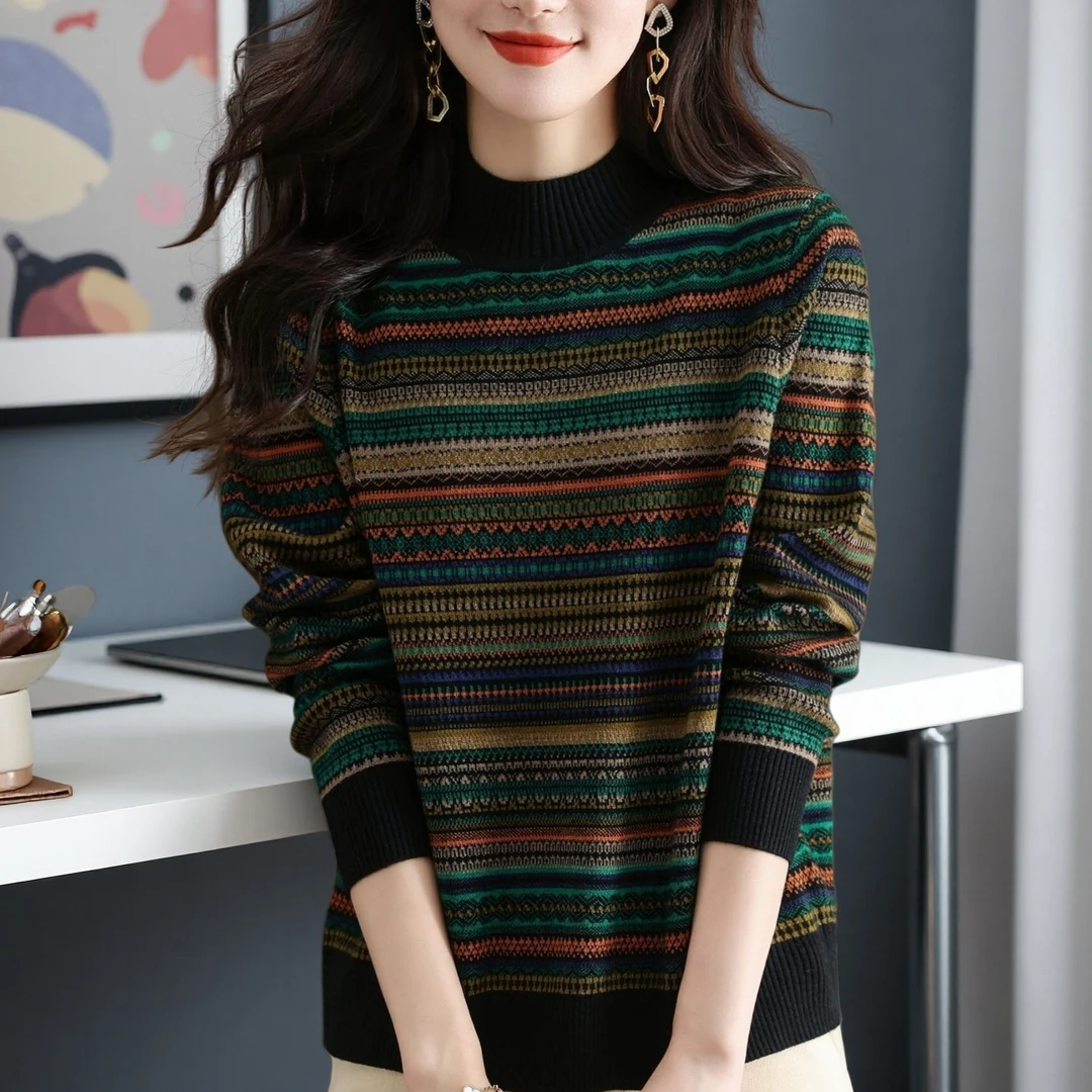 羊绒衫女毛衣2025年新款妙龄女士妈妈爆款半高领针织衫