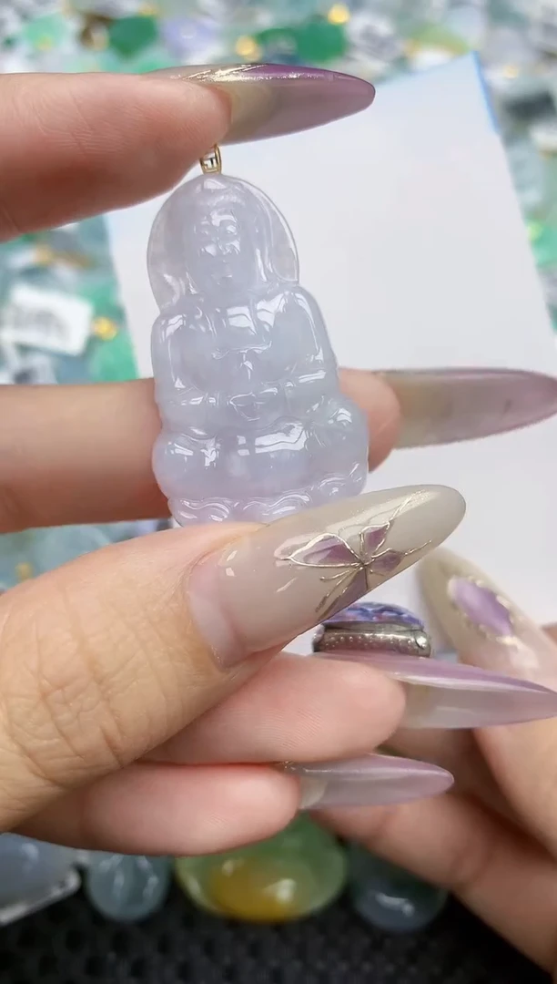 翡翠挂件18K金镶嵌38   天然翡翠A货