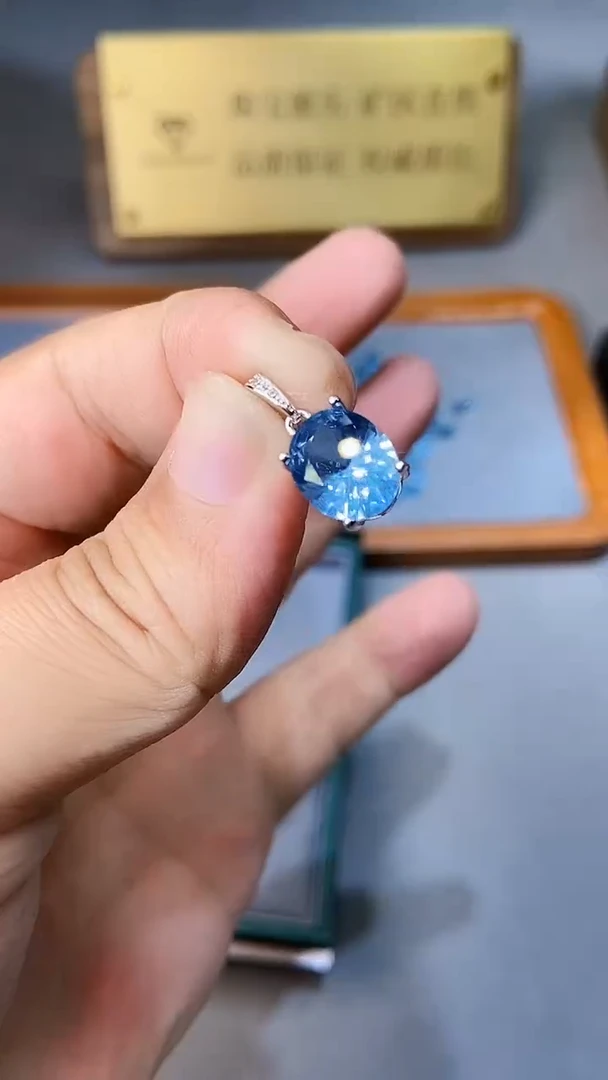 【闪购商品】海蓝宝石颈饰银S925镶嵌354