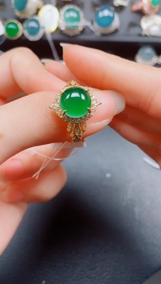 银S925镶嵌戒指翡翠翡翠