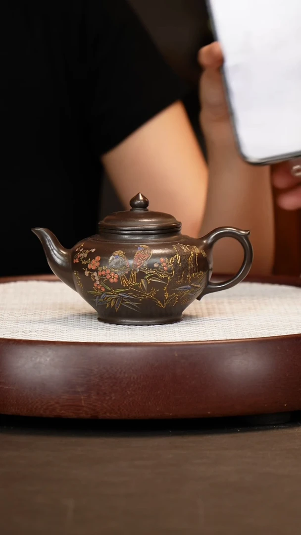 茶壶紫砂【陈小听】乌金砂笑樱260c+盖杯