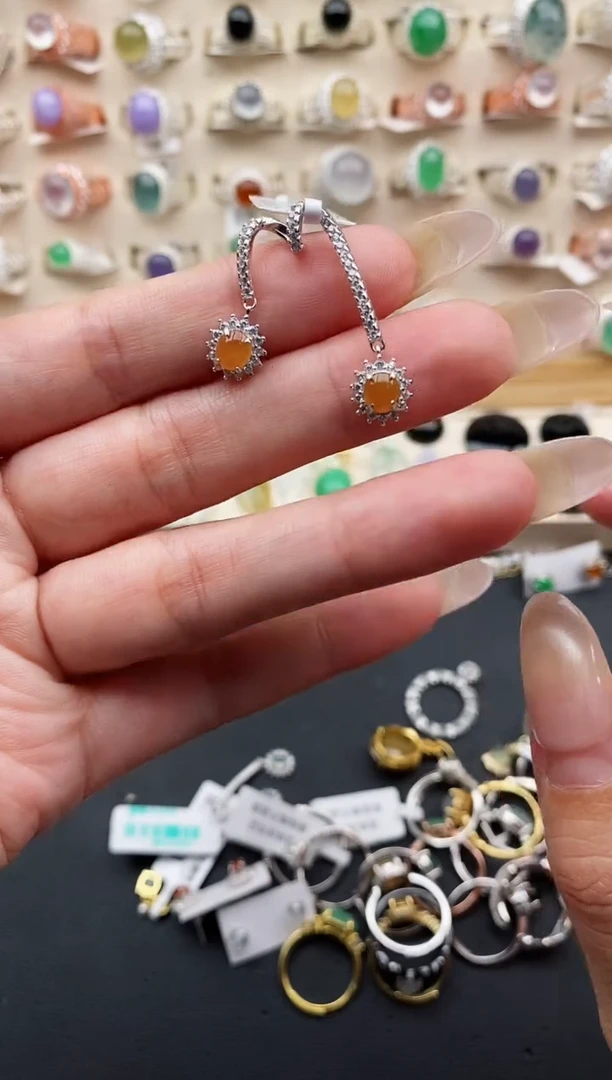 银S925镶嵌戒指翡翠缅甸天然A货翡翠11   6-1