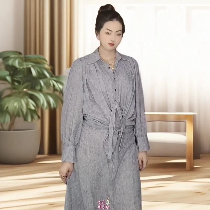 简约开衫大码长袖休闲运动套装气质宽松春秋时尚灰色休闲显瘦