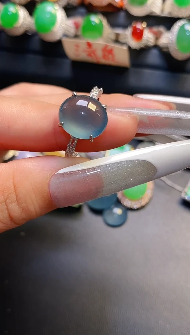 银S925镶嵌戒指翡翠天然