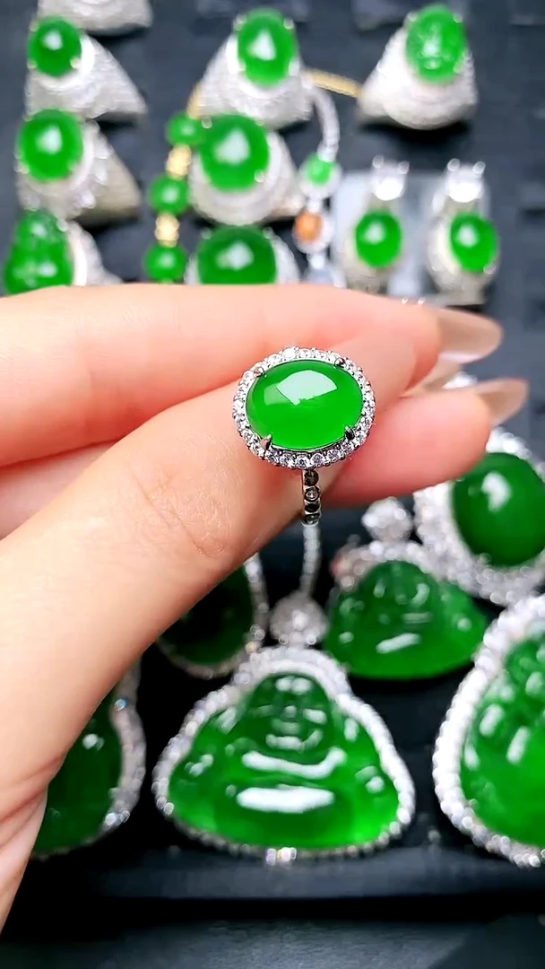 【闪购商品】翡翠戒指银S925镶嵌女戒