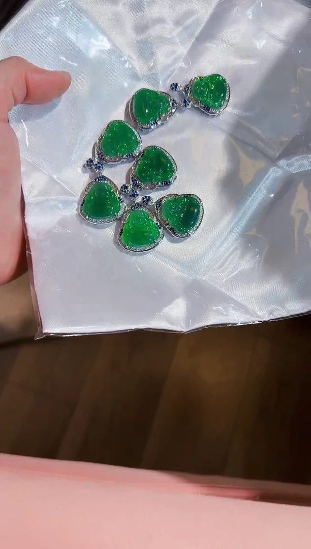 翡翠14K金镶嵌吊坠(赠链)天然A货翡翠a货吊坠多样性发货9008