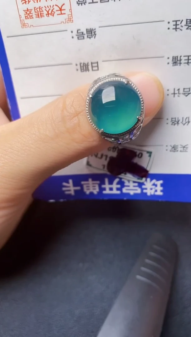 翡翠戒指银S925镶嵌2222