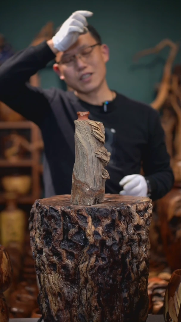 【闪购商品】枣木雷击枣木花器