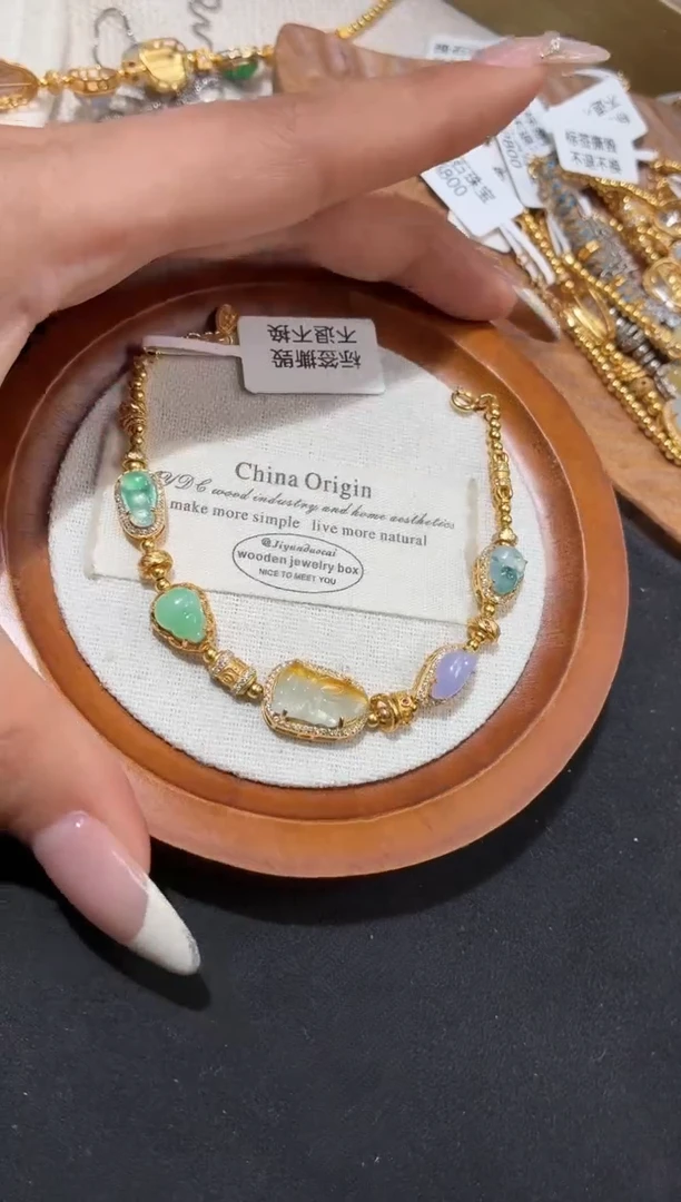 吊坠(不含链)银S925镶嵌翡翠手链