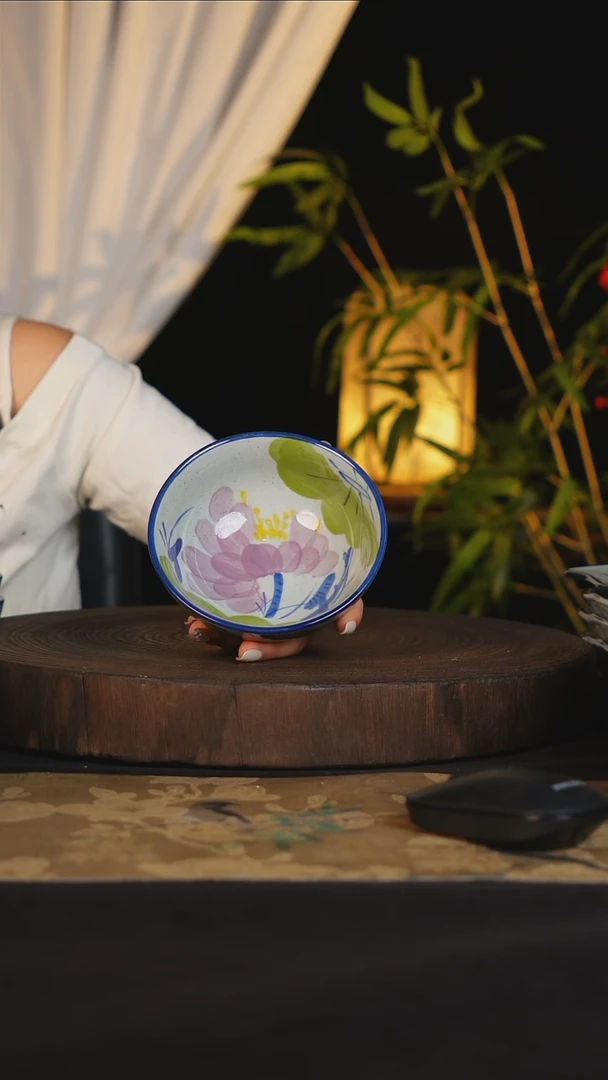 碗景德镇手工手绘高温釉下彩可进蒸箱烤箱洗碗机