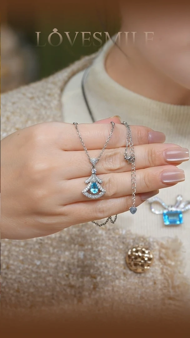 银S925镶嵌托帕石项链079