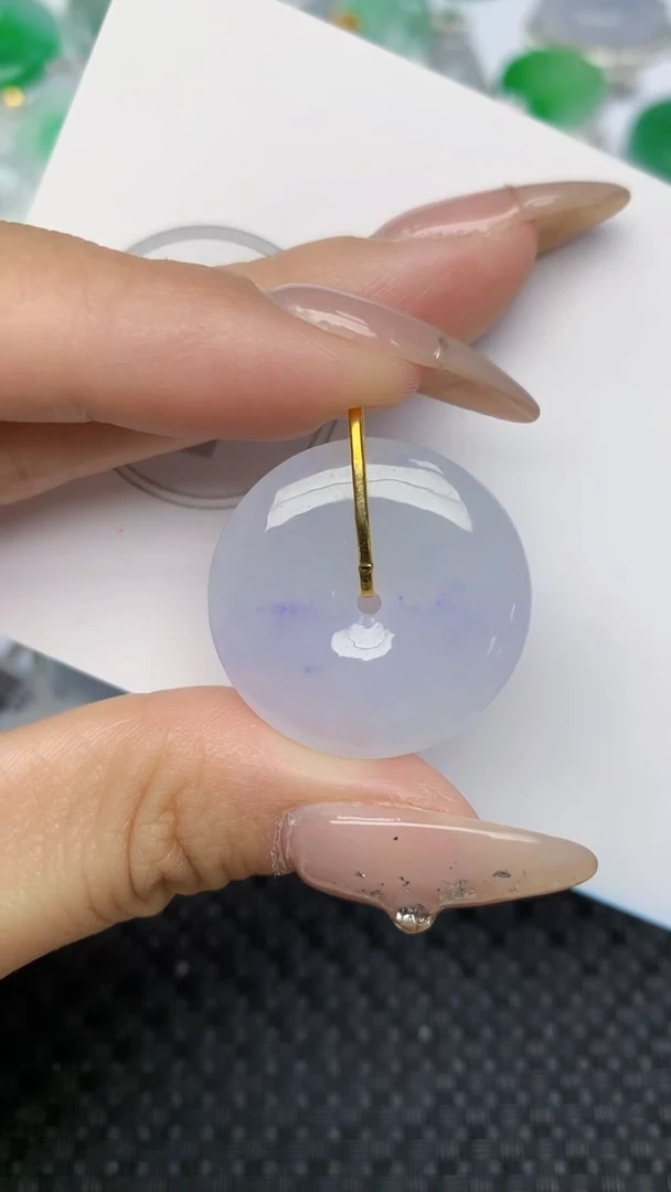 颈饰18K金镶嵌翡翠天然缅甸翡翠a货百元以上9元证书费自理