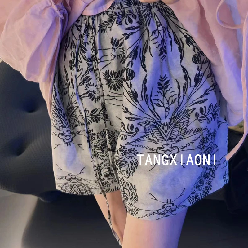 2店【麻灰花】麻麻子水洗抽绳短裤 潮牌女装