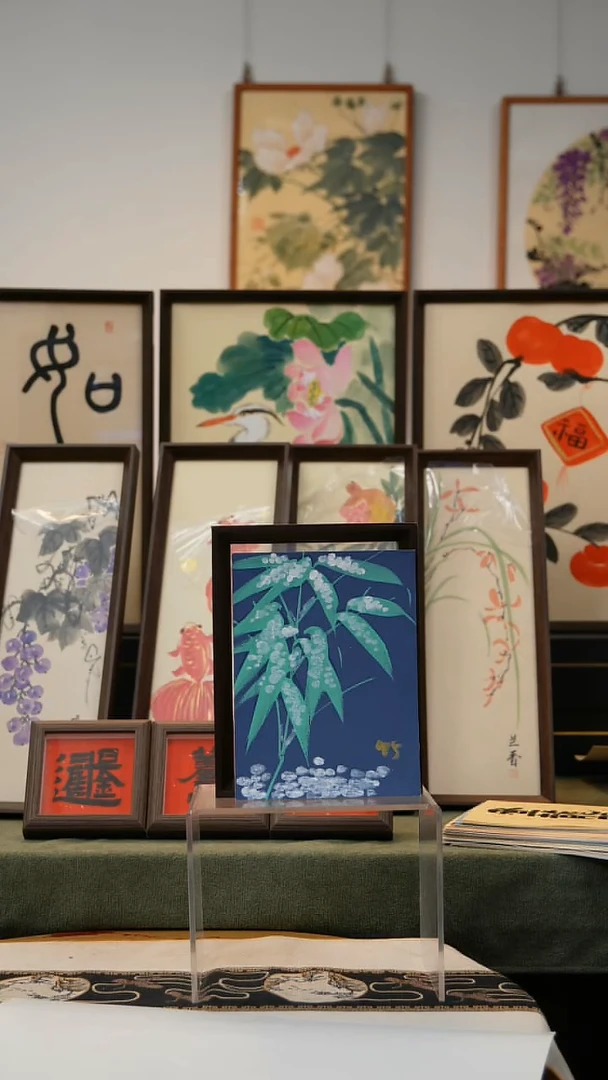 国画8寸不落名绘画带框发货 645竹子