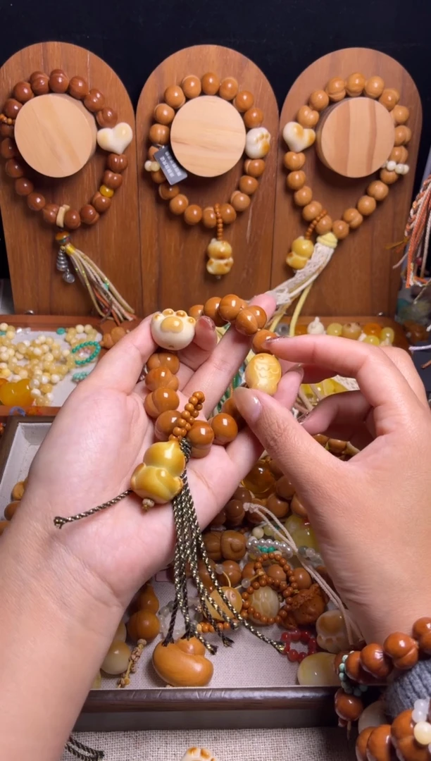 手串猴头核桃大**?全品新品高桃15.7猫爪牙果鱼悟道猫吊坠手串