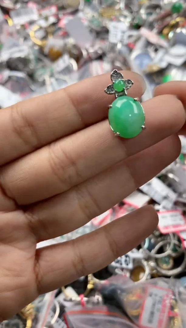 银S925镶嵌戒指翡翠14                4