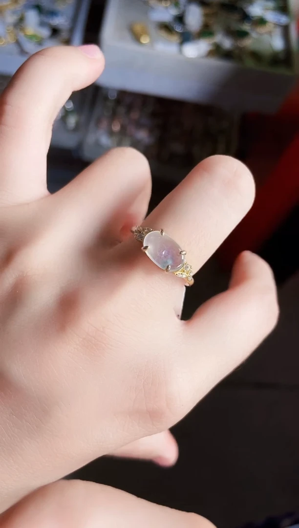 翡翠戒指银S925镶嵌41684