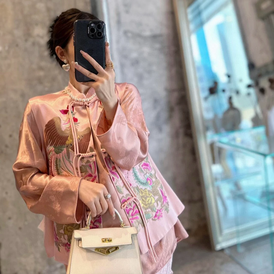 深圳南油女装新中式刺绣醋酸马甲女---226