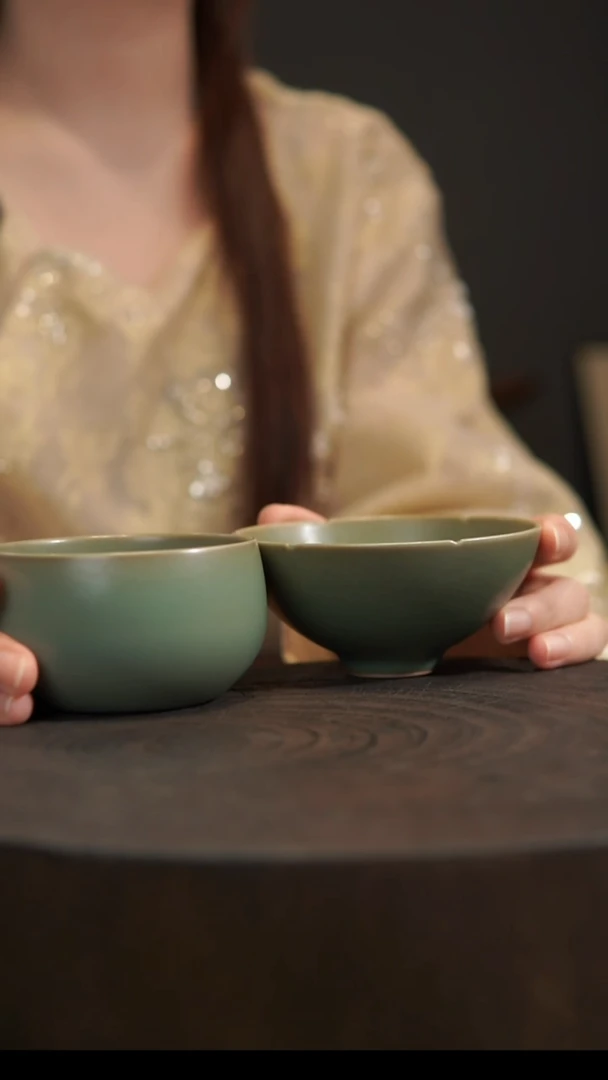 杯子老*禅定+葵口杯 汝州原产地  原矿老釉