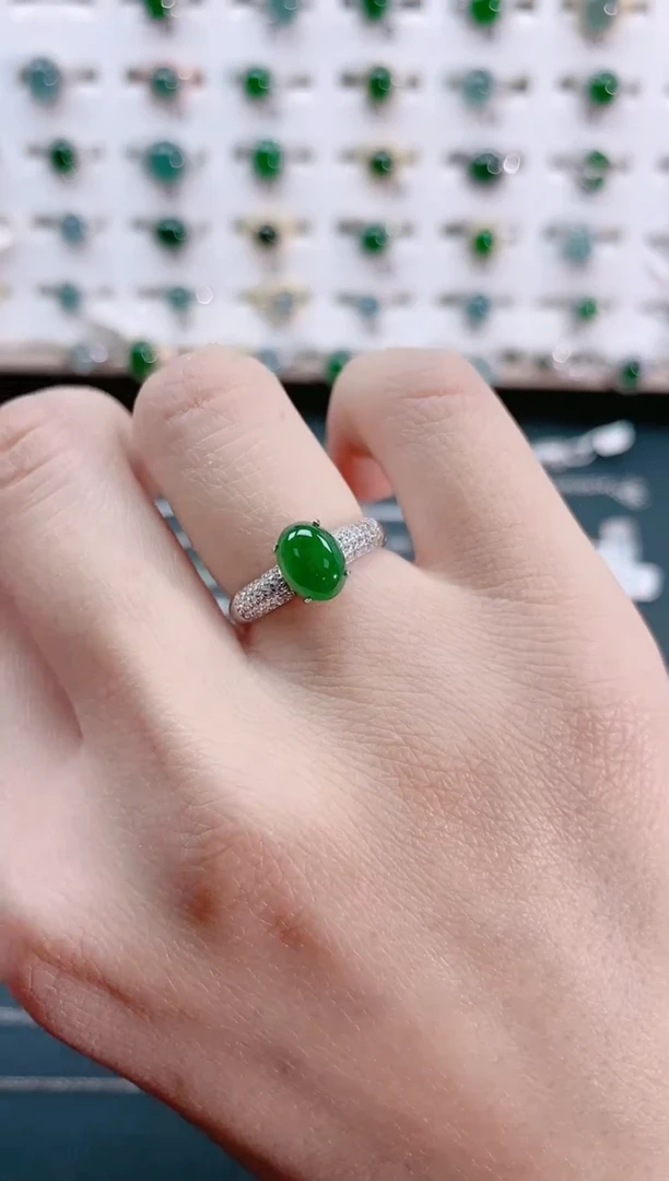 【闪购商品】翡翠戒指银S925镶嵌天然翡翠