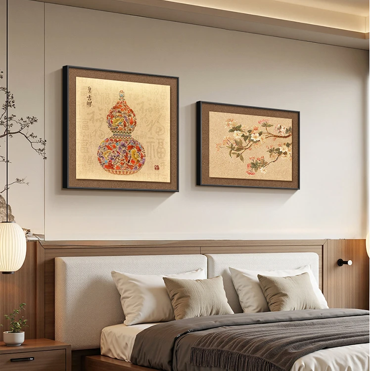 宋氏美学葫芦挂画主卧床头装饰画2025新款客厅卧室壁画中式餐厅画