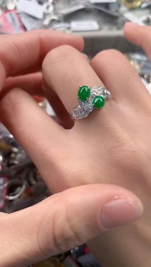 银S925镶嵌戒指翡翠333   2