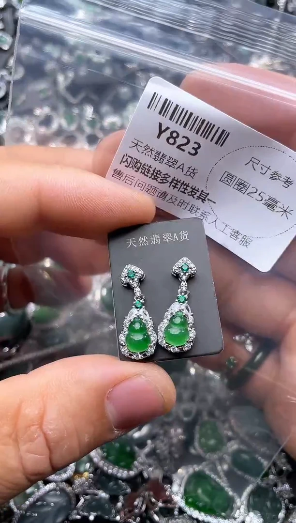 【闪购商品】翡翠颈饰未镶嵌Y823耳钉