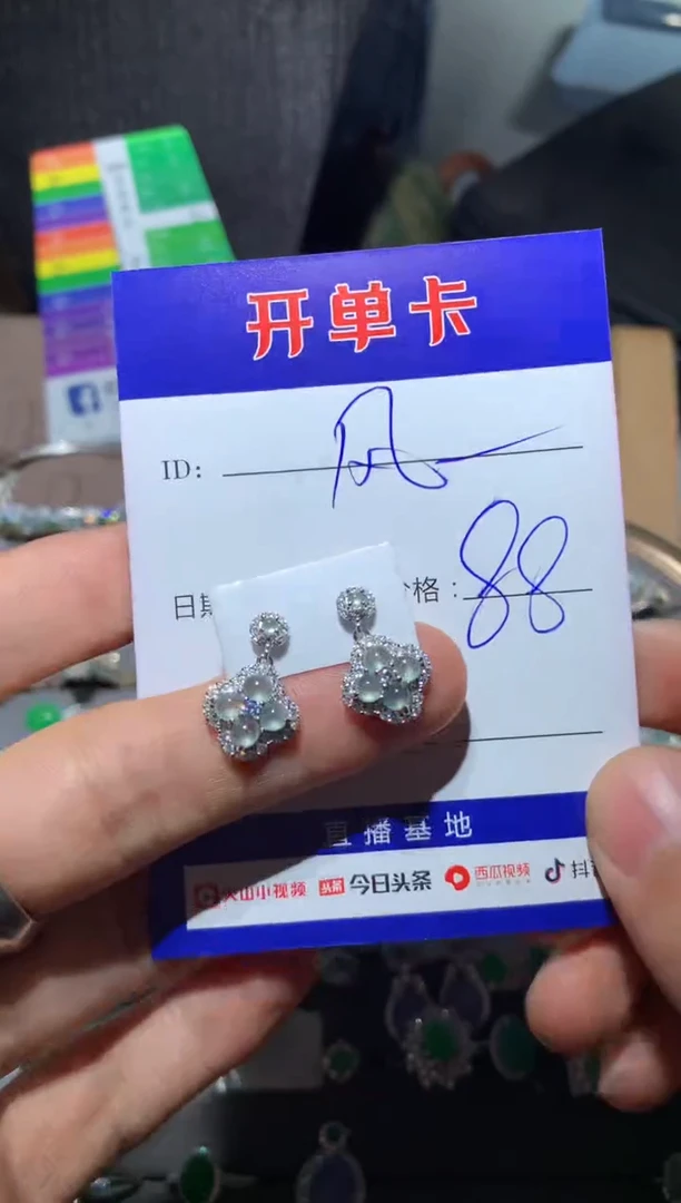 【闪购商品】翡翠耳饰银S925镶嵌 定向 风大1