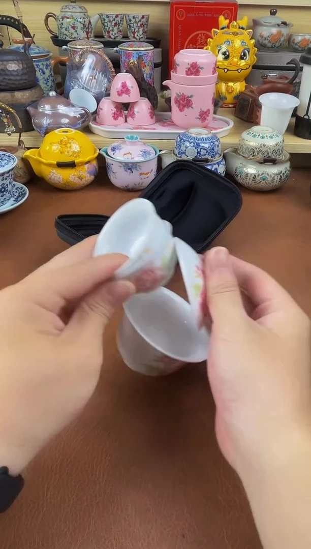 陶瓷茶具摆件旅行套组