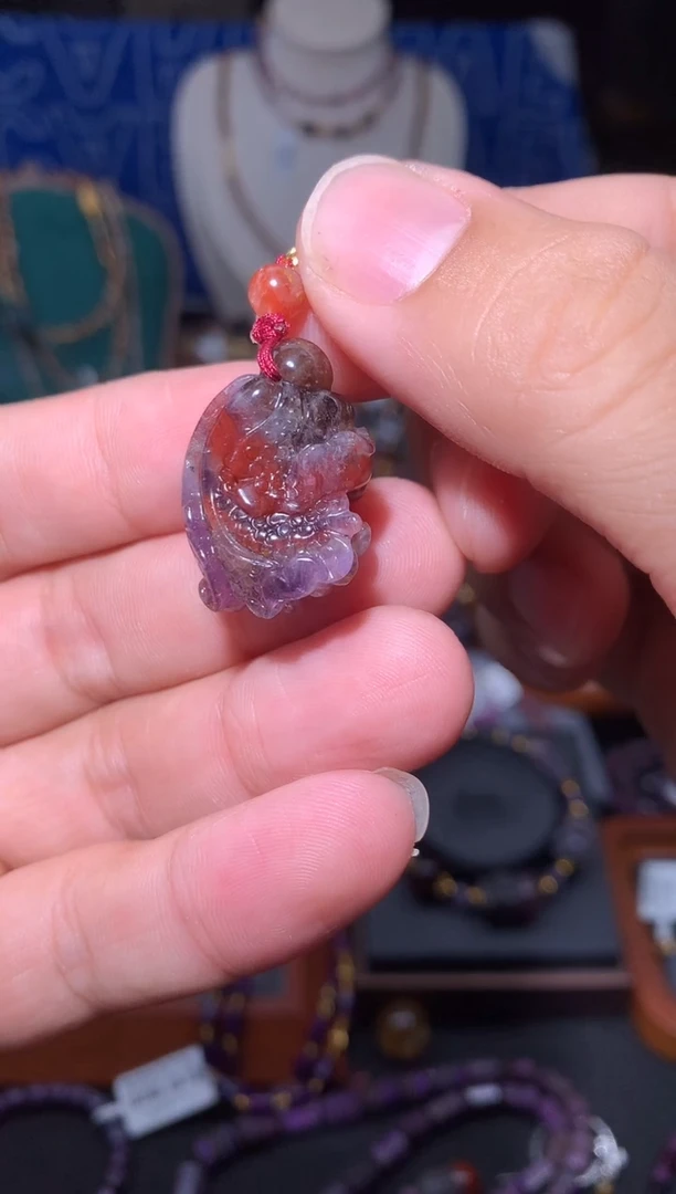 未镶嵌珠宝半成品水晶极光四色大白菜吊坠