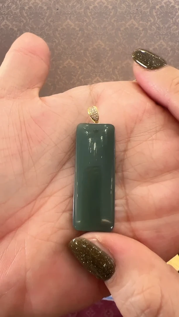 吊坠(不含链)18K金镶嵌和田玉无事牌吊坠